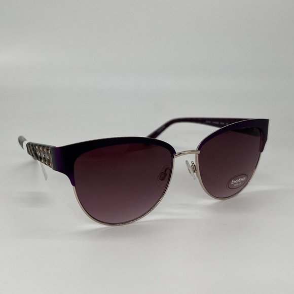 Bebe BB7208 710 Sunglasses Square Cat Eye Metal Gold Purple Berry 55-16-135 $199 main image 6
